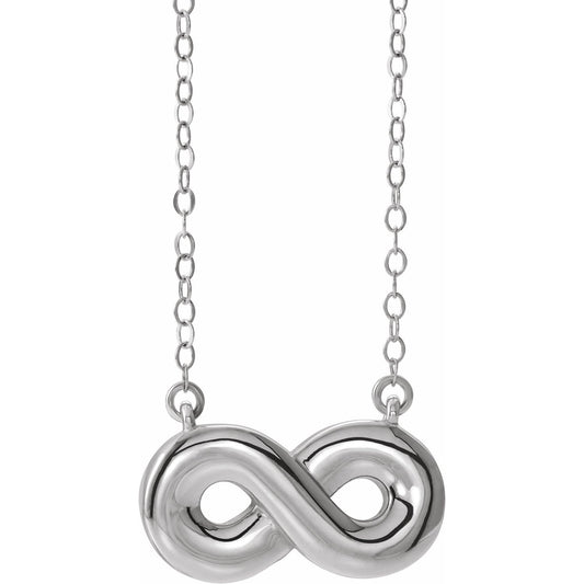 Sterling Silver Infinity-Inspired Ash Holder 18" Necklace, 13 x 25.5 mm