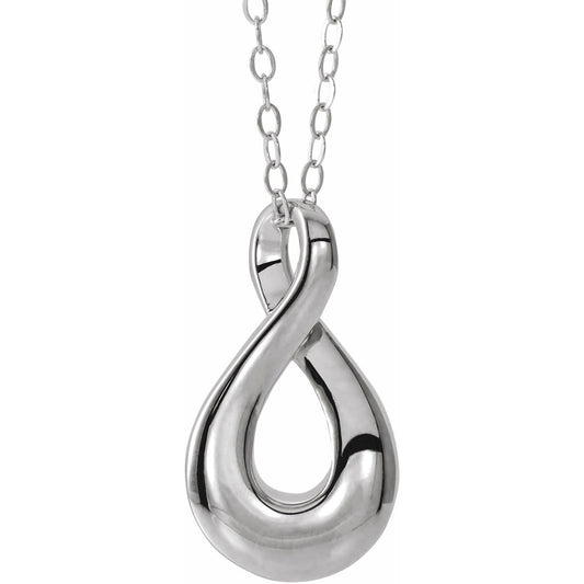 Sterling Silver Infinity-Inspired Ash Holder 18" Necklace, 25 x 14.2 mm