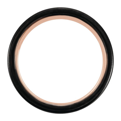 Black & 18K Rose Gold PVD Tungsten Grooved Comfort-Fit Band, 6 mm, Style 2