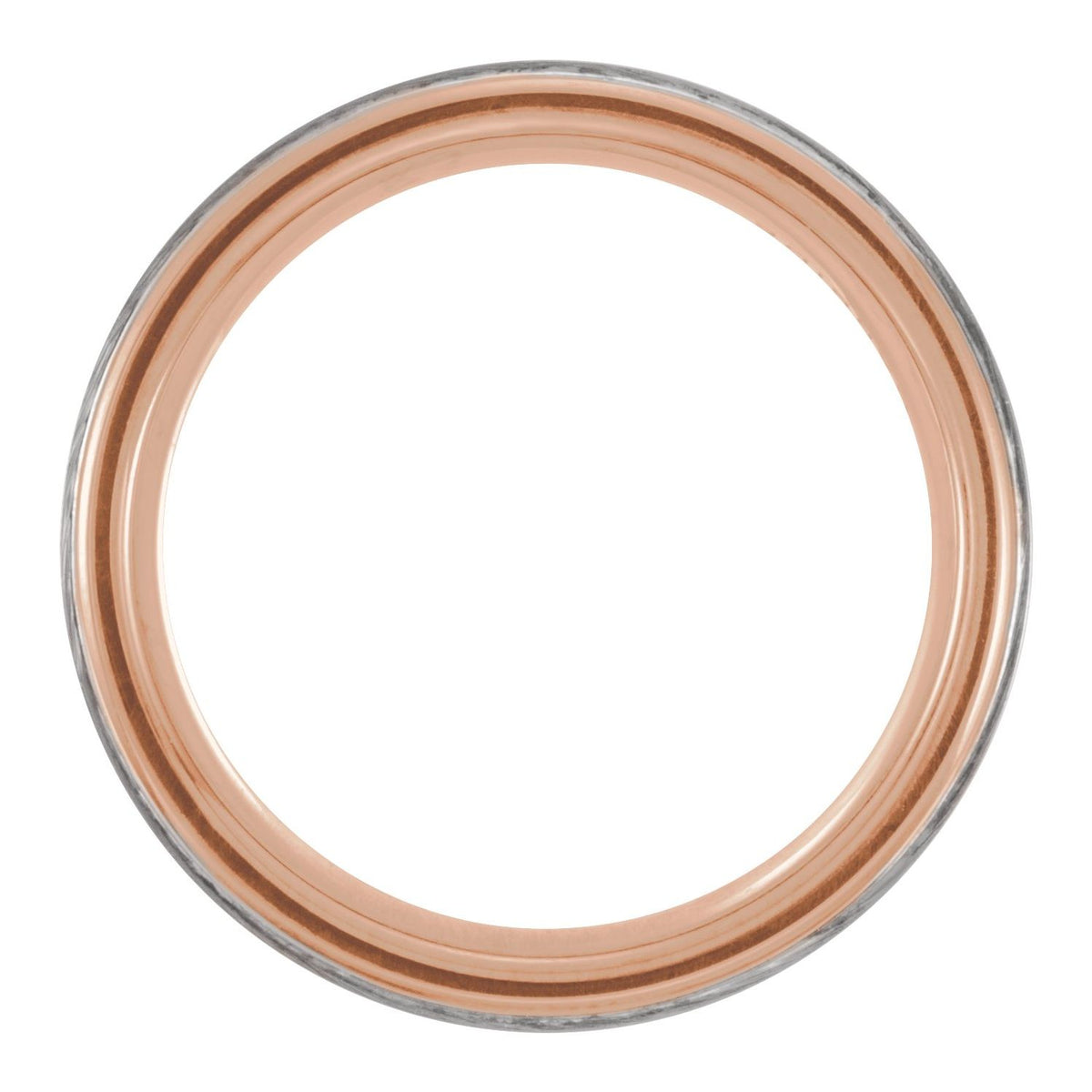 18K Rose Gold PVD Tungsten Grooved Comfort-Fit Band, 8 mm