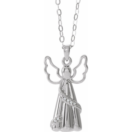 10K White Gold .03 CTW Natural Diamond Angel Ash Holder Pendant