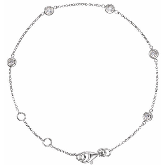 1/4 CTW Natural Diamond Bezel-Set 5-Station 5 1/2-7" Bracelet