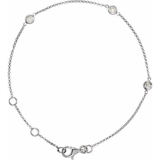 1/6 CTW Natural Diamond Bezel-Set 3-Station 5 1/2-7" Bracelet