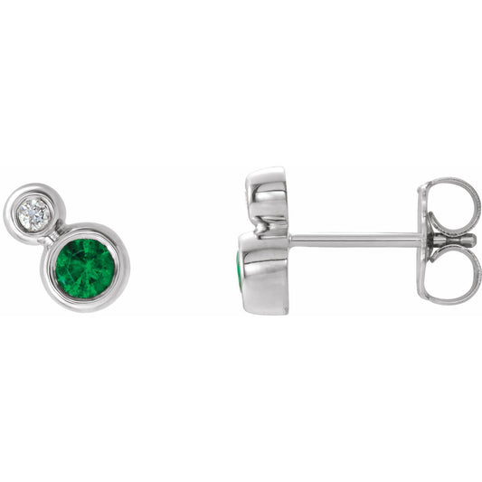 14K Yellow Gold Natural Alexandrite & .02 CT Natural Diamond Earrings