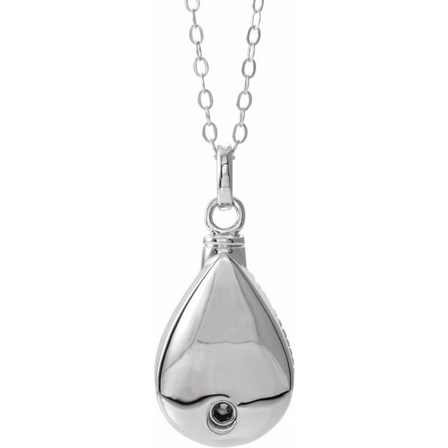 Sterling Silver 6x4 mm Oval March Birthstone Ash Holder 18" Necklace