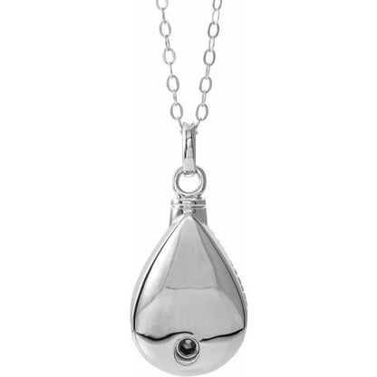 Sterling Silver 6x4 mm Oval September Birthstone Ash Holder 18" Necklace