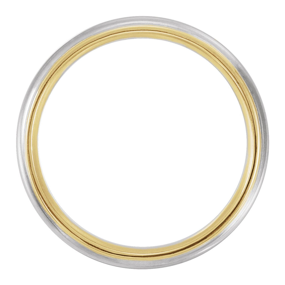 18K Yellow Gold & Platinum & 18K Yellow Gold Milgrain Stepped-Edge Comfort-Fit Half Round Band