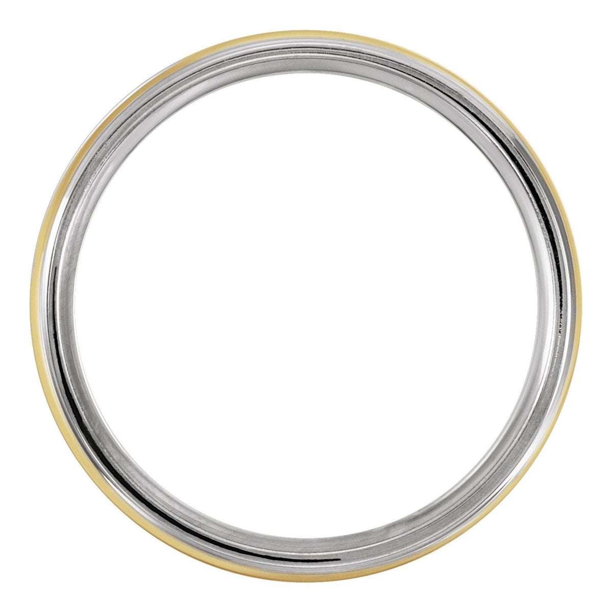 14K White/Yellow/White Gold Grooved Comfort-Fit Half Round Band, 6 mm, Style 2