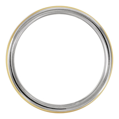 14K White/Yellow/White Gold Grooved Comfort-Fit Half Round Band, 6 mm, Style 2