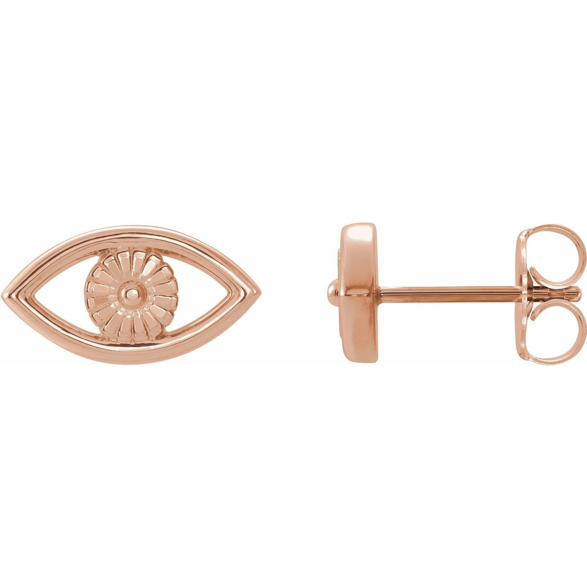 14K Rose Gold Evil Eye Earrings