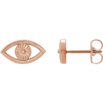 14K Rose Gold Evil Eye Earrings