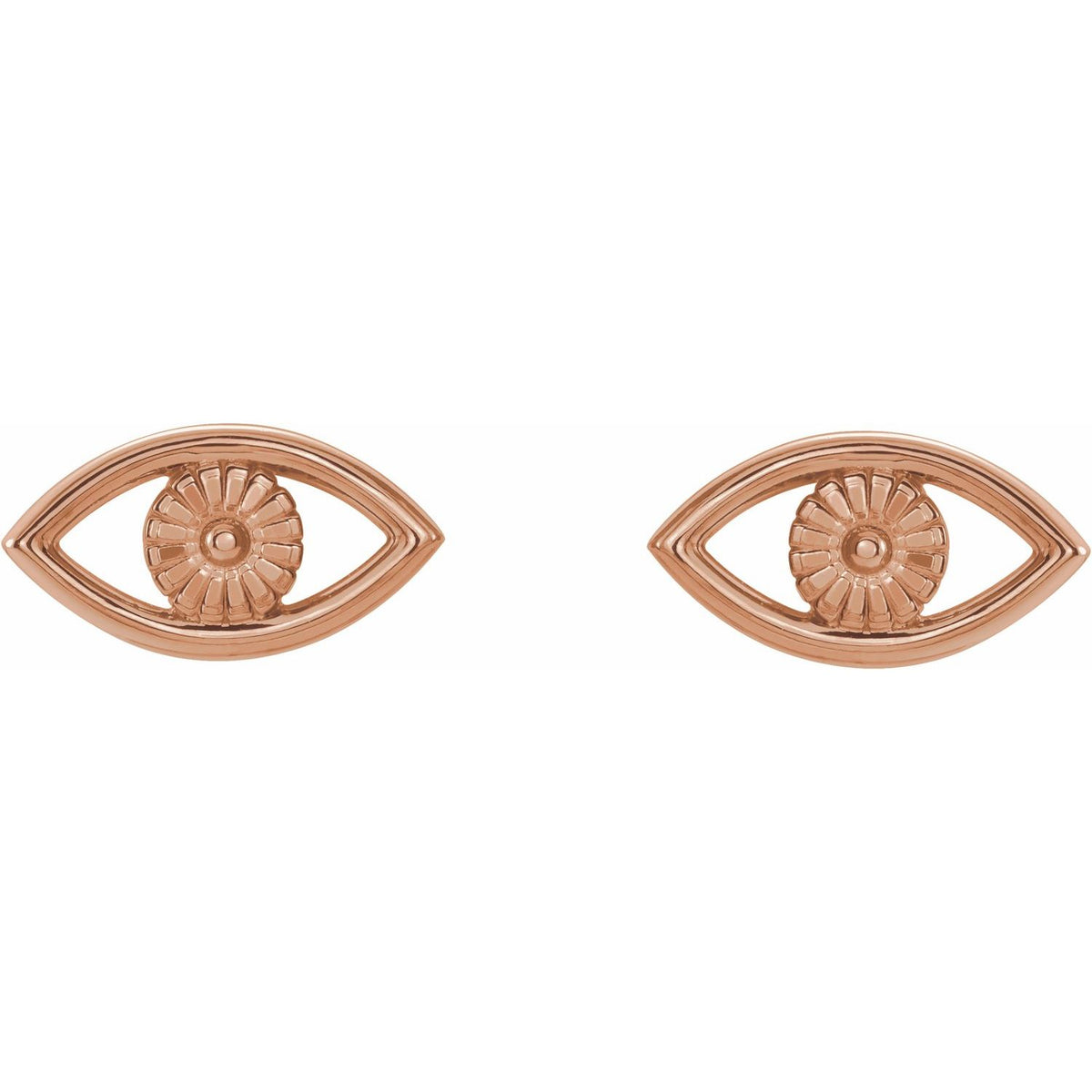 14K Rose Gold Evil Eye Earrings