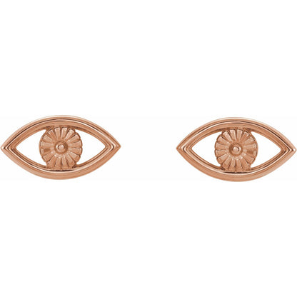 14K Rose Gold Evil Eye Earrings