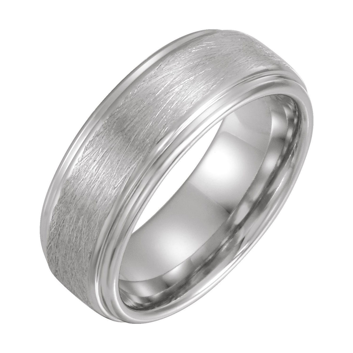 Cobalt Stepped-Edge Comfort-Fit Flat Band, 8 mm