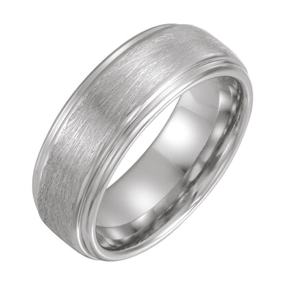 Cobalt Stepped-Edge Comfort-Fit Flat Band, 8 mm