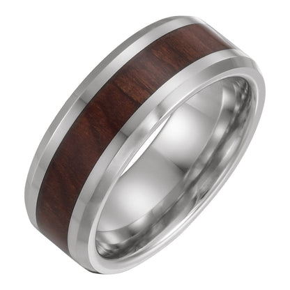 Cobalt Beveled-Edge Manmade Wood Inlay Comfort-Fit Band