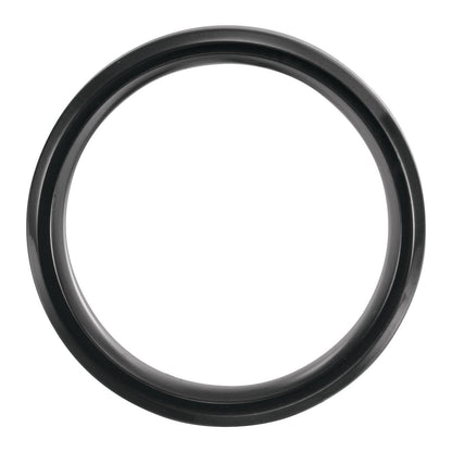 Black Titanium Beveled-Edge Hawaiian Koa Wood Inlay Comfort-Fit Band, 8 mm, Style 2