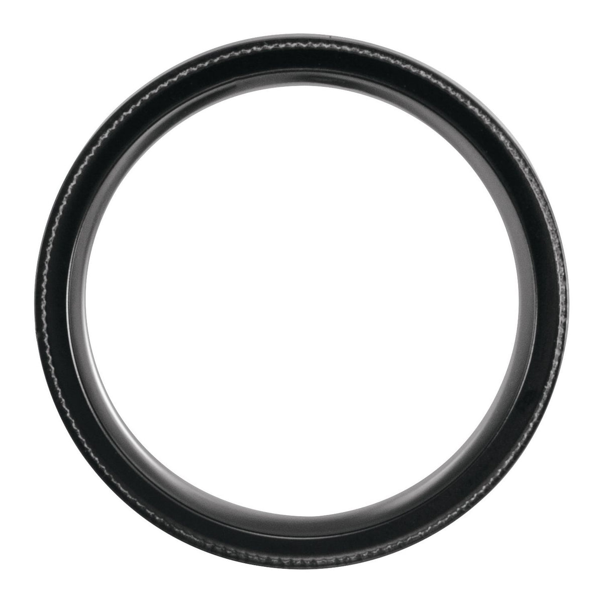 Black Titanium Beveled-Edge Teak Wood Inlay Comfort-Fit Band, 8 mm