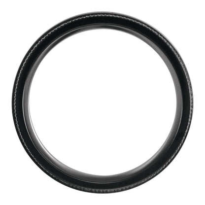 Black Titanium Beveled-Edge Teak Wood Inlay Comfort-Fit Band, 8 mm, Style 2