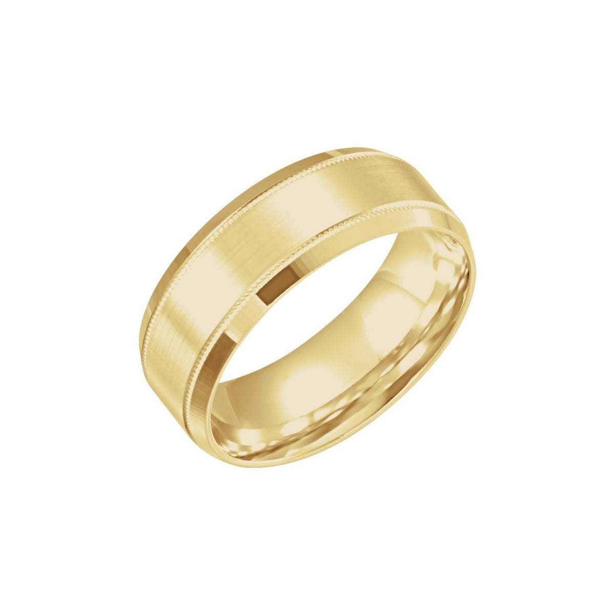 Milgrain Beveled-Edge Comfort-Fit Half Round Band