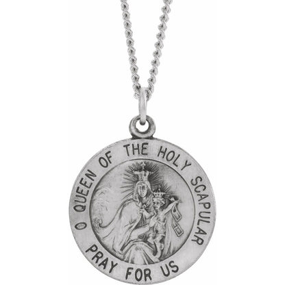 14K Yellow Gold Round Scapular Medal, 12 Mm