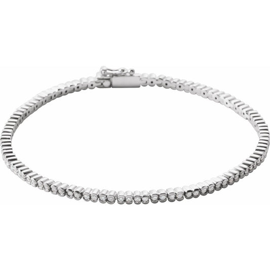 14K White Gold 1 CTW Natural Diamond Line 7" Bracelet