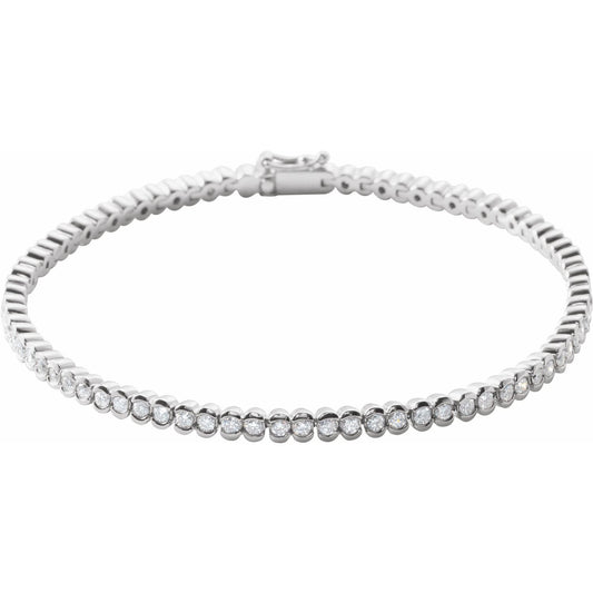 14K White Gold 2 CTW Natural Diamond Line 7" Bracelet