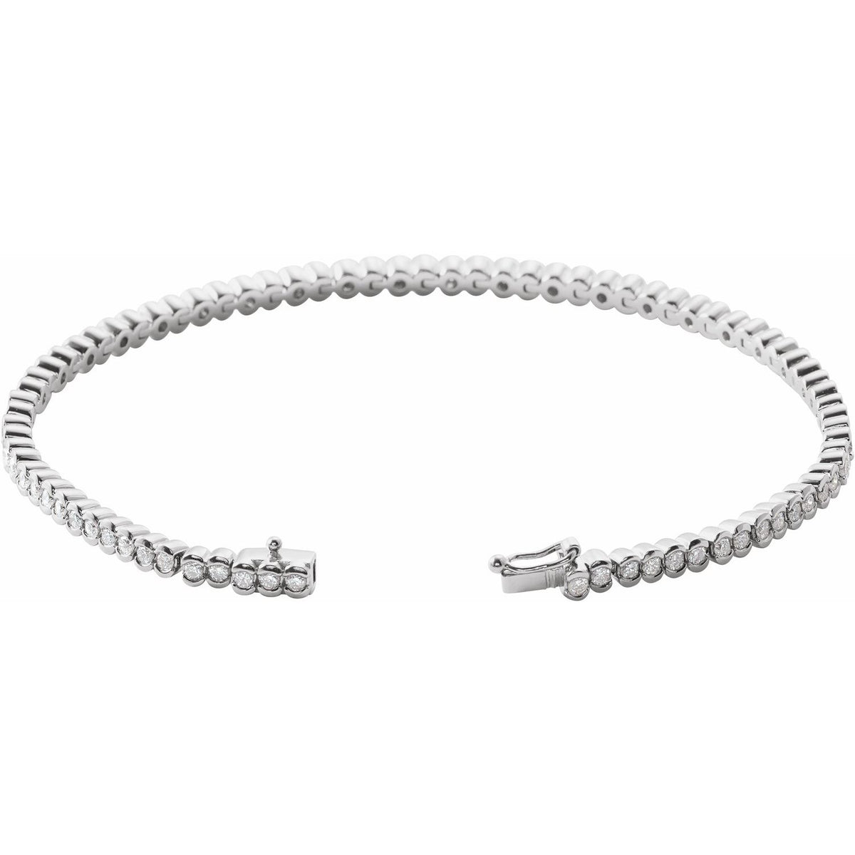 14K White Gold 2 CTW Natural Diamond Line 7" Bracelet