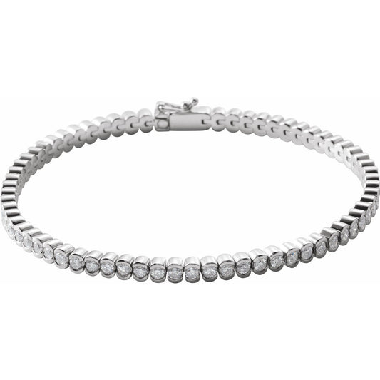 14K White Gold 3 CTW Natural Diamond Line 7" Bracelet