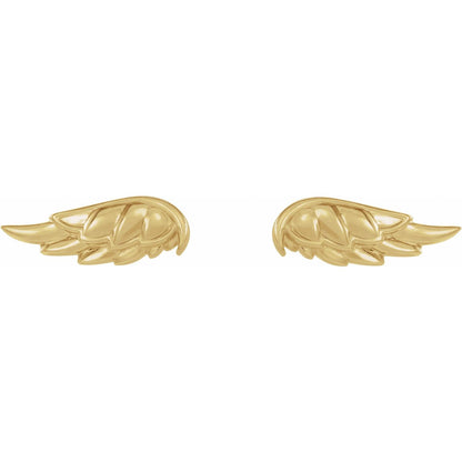 14K Yellow Gold Angel Wing Earrings