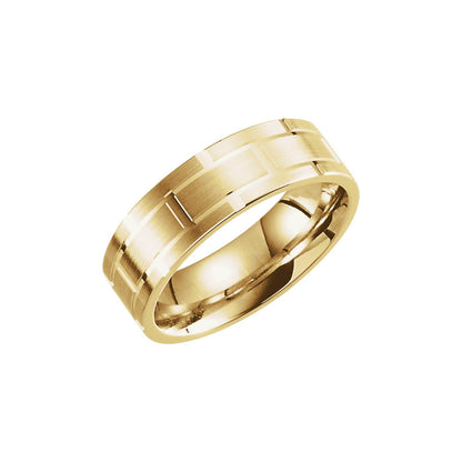 14K Yellow Gold Grooved Band