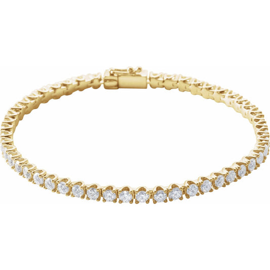14K Yellow Gold 5 CTW Natural Diamond Line 7" Bracelet
