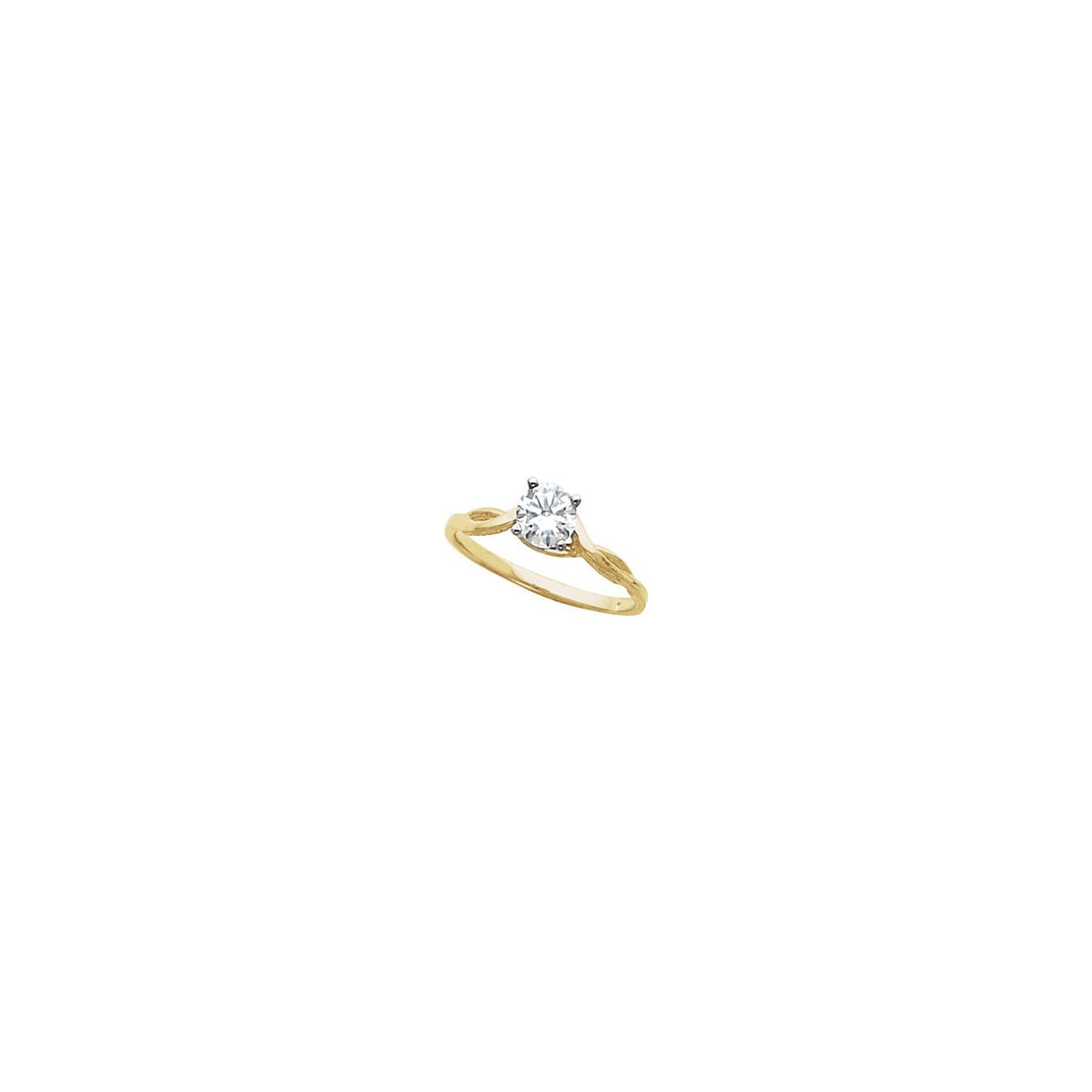 14K Yellow Gold Band, Solitaire Twisted Engagement