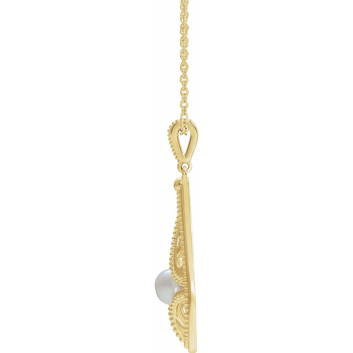 14K White Gold Cultured White Freshwater Pearl Vintage-Inspired 16-18" Necklace
