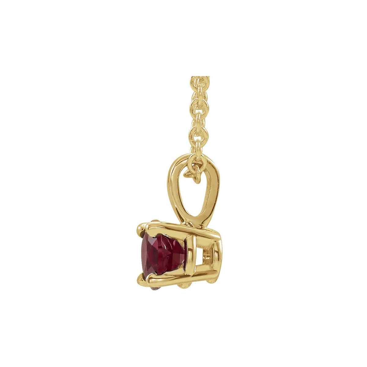 14K Yellow Gold Natural Ruby 16-18" Necklace, 8 x 4 mm