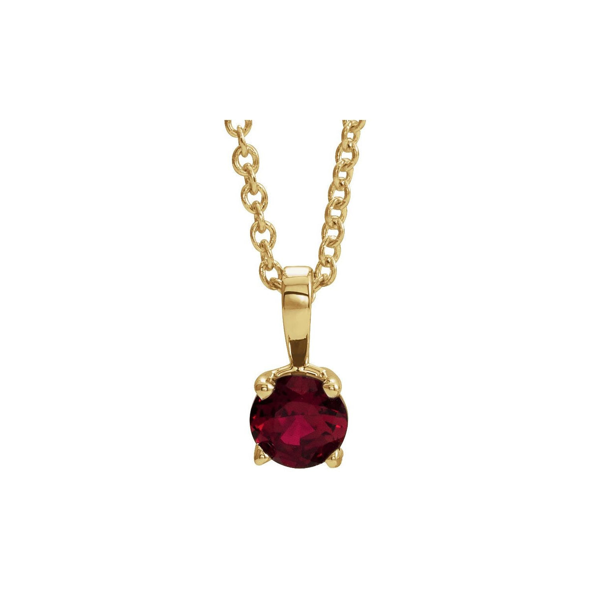 14K Yellow Gold Natural Ruby 16-18" Necklace, 8 x 4 mm