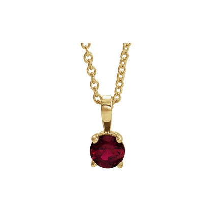 14K Yellow Gold Natural Ruby 16-18" Necklace, 8 x 4 mm