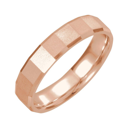 10K Rose Gold Geometric Comfort-Fit Flat Band
