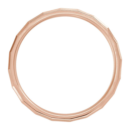 10K Rose Gold Geometric Comfort-Fit Flat Band