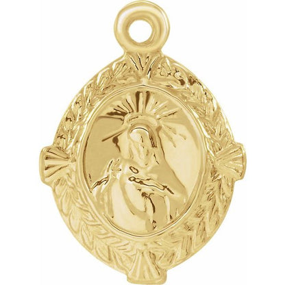 14K Yellow Gold Sacred Heart of Jesus Dangle