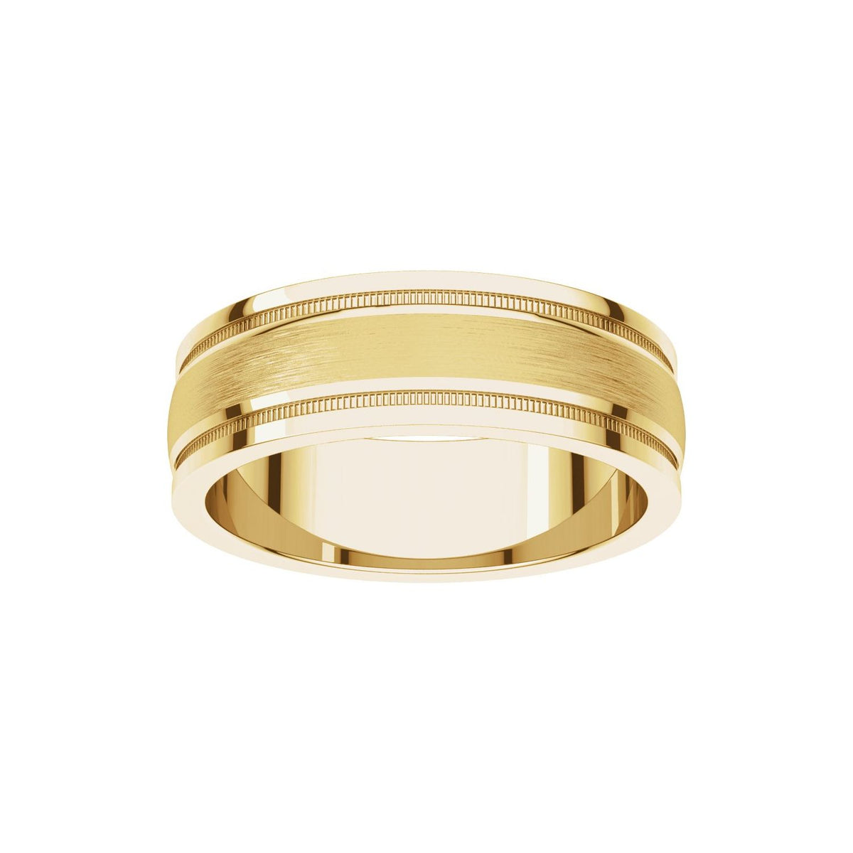 Milgrain Edge Comfort-Fit Flat Band, 7 mm
