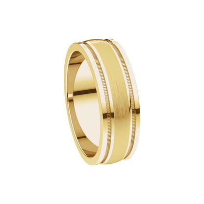Milgrain Edge Comfort-Fit Flat Band, 7 mm