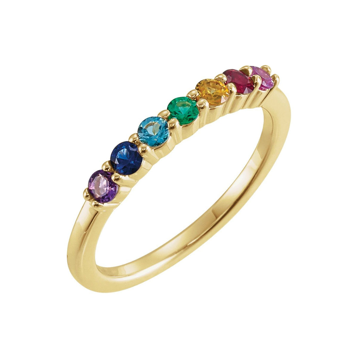14K Yellow Gold Natural Multi-Gemstone Anniversary Band
