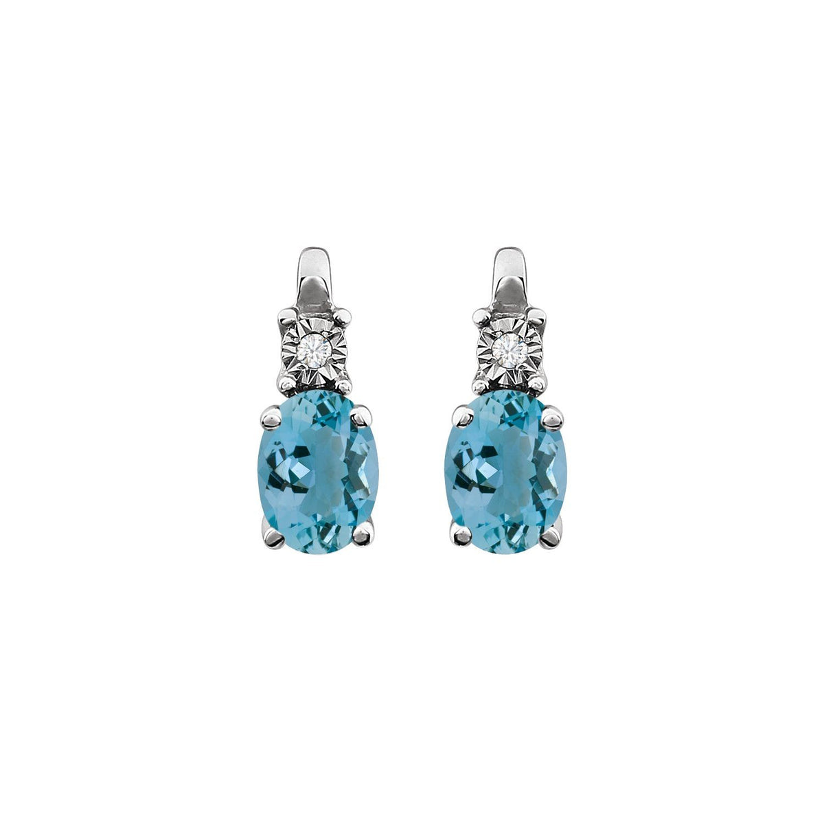 14K White Gold Natural Aquamarine & .02 CTW Natural Diamond Earrings, 4.4 mm x 11.2 mm
