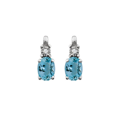 14K White Gold Natural Aquamarine & .02 CTW Natural Diamond Earrings, 4.4 mm x 11.2 mm