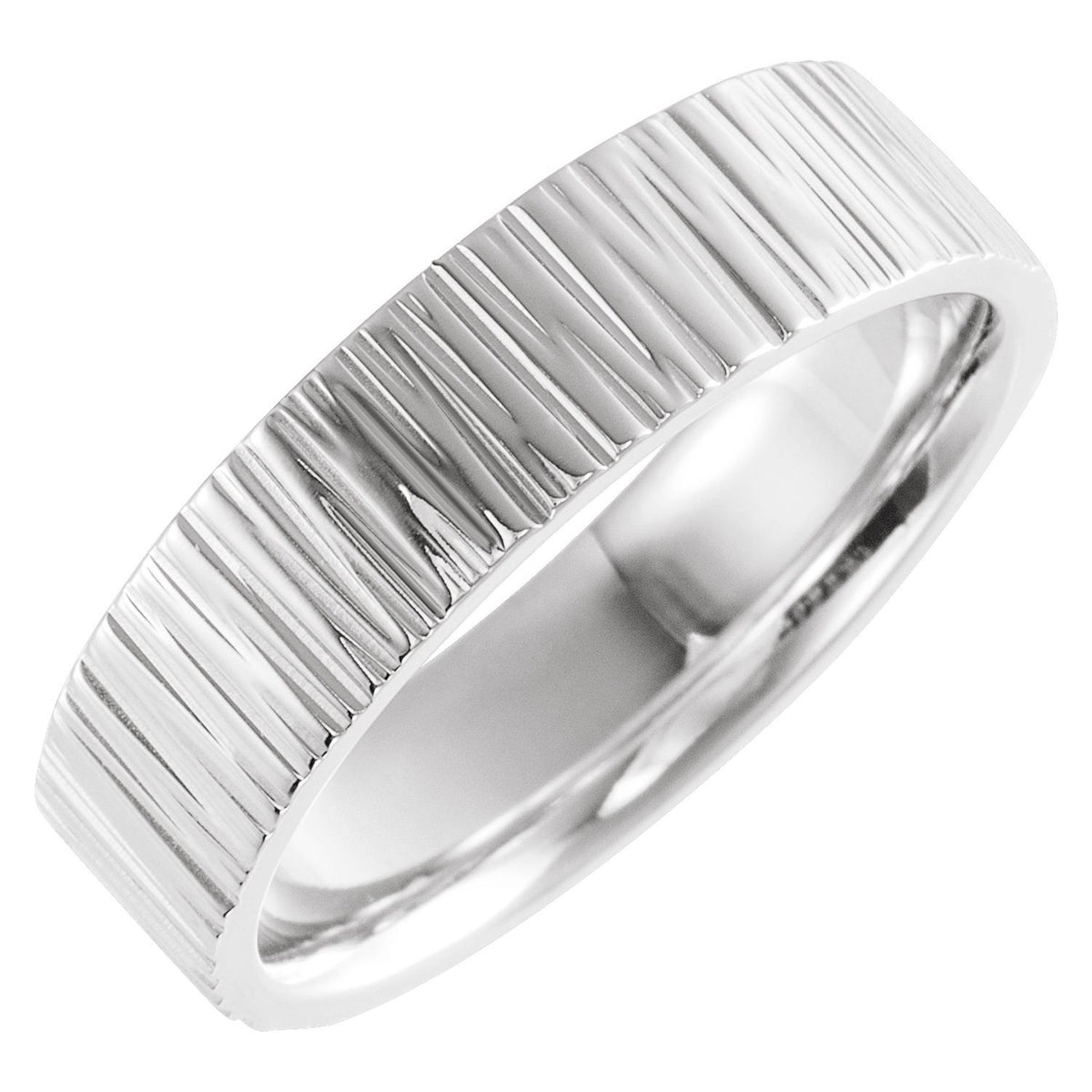 Tree Bark-Inspired Comfort-Fit Flat Band, 6 mm