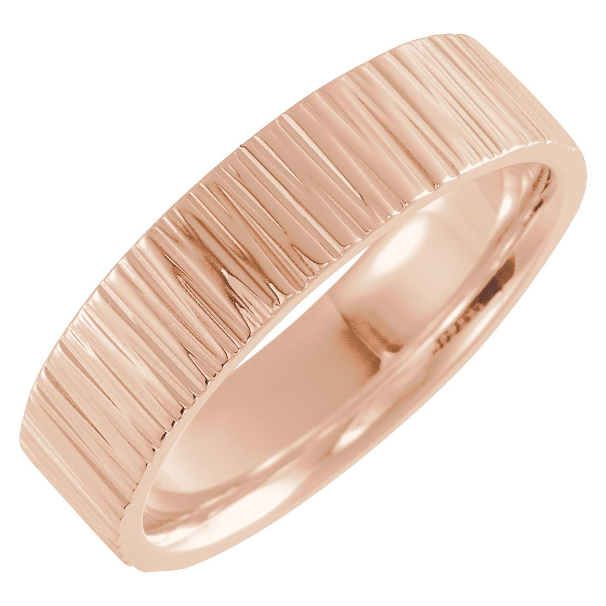 Tree Bark-Inspired Comfort-Fit Flat Band, 6 mm