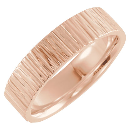 Tree Bark-Inspired Comfort-Fit Flat Band, 6 mm