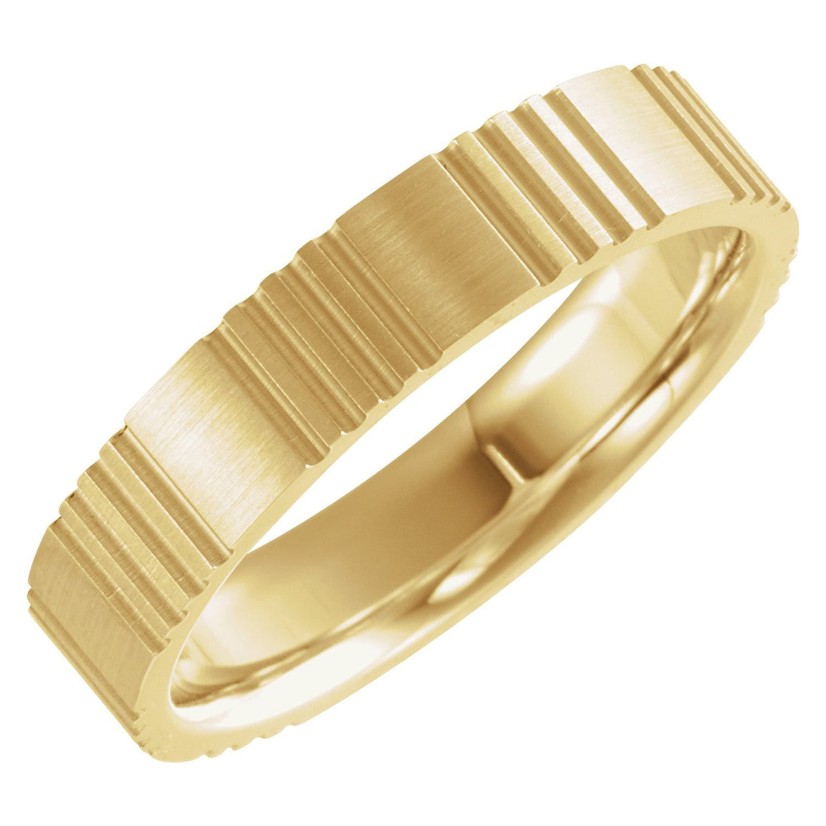 Grooved Comfort-Fit Flat Band, 5 mm