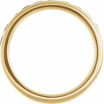 14K Yellow Gold Natural Blue Sapphire & Natural Aquamarine Anniversary Band